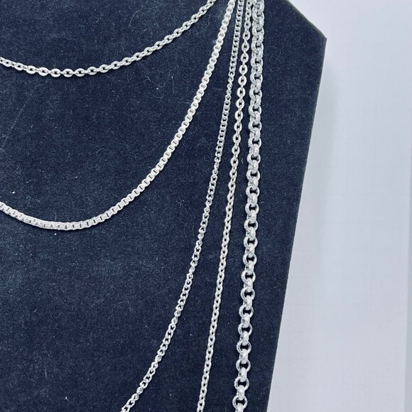 Emmons 5 Strand Silver Tone Cable Chain Necklace (5536) - Picture 3 of 5